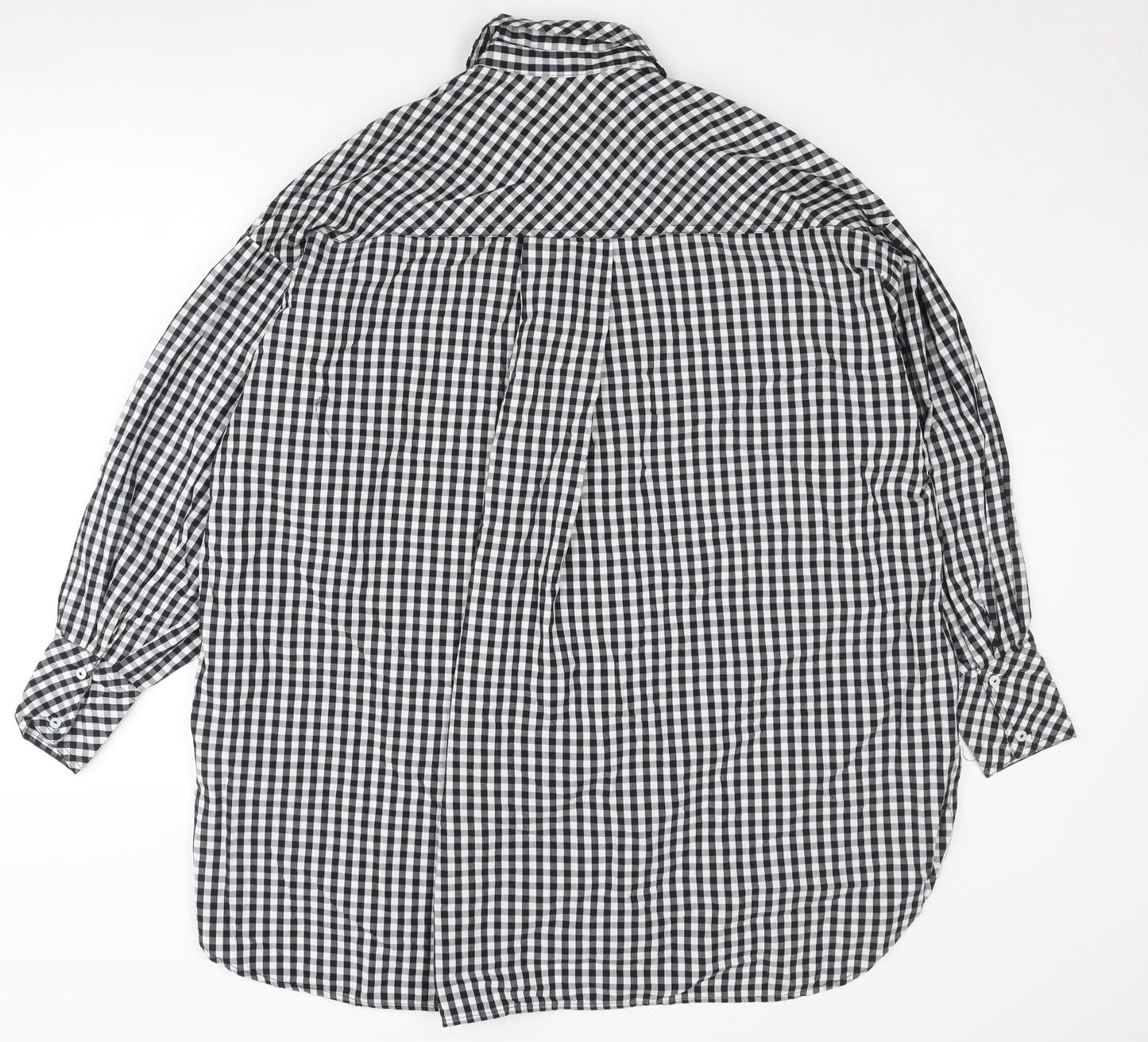Stradivarius Women's Black Check Button-Up Shirt, S