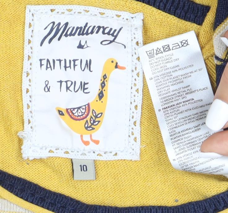 Close-up detail of Mantaray Women's Multicoloured Striped jumper, size 10
