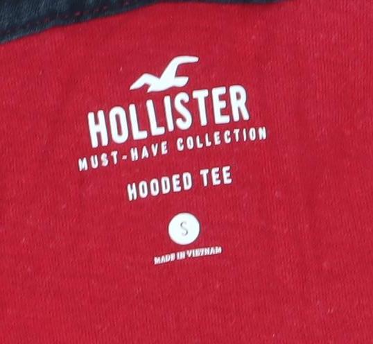 Hollister Men's Red Hooded Pullover Hoodie, Small