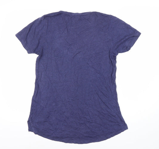 Fat Face Women's Blue Linen Scoop Neck T-Shirt Size 10