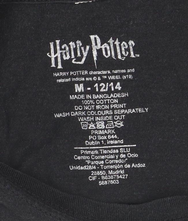 Harry Potter Women's Black Hogwarts T-Shirt, Size 12