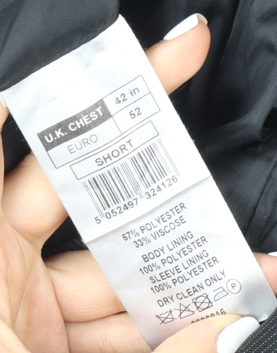 Brand and care label for Thomas Nash Men's Black Blazer Jacket, 42 in, Short
