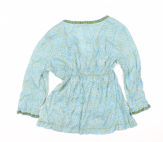 J.Crew Women's Blue Floral Wrap Blouse Size 12