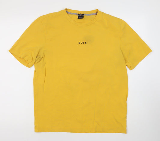 Hugo Boss Men's Yellow Crew Neck T-Shirt, Size L