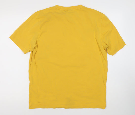 Hugo Boss Men's Yellow Crew Neck T-Shirt, Size L