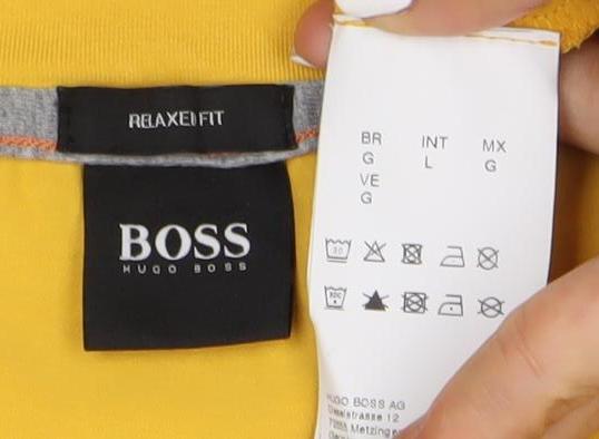 Hugo Boss Men's Yellow Crew Neck T-Shirt, Size L