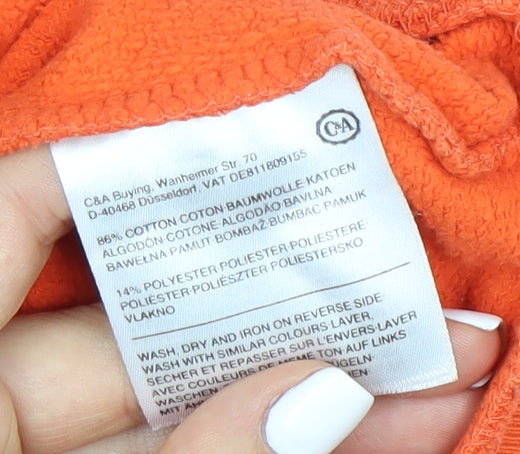 Brand and care label for C&A Men's Orange Pullover Hoodie, size L
