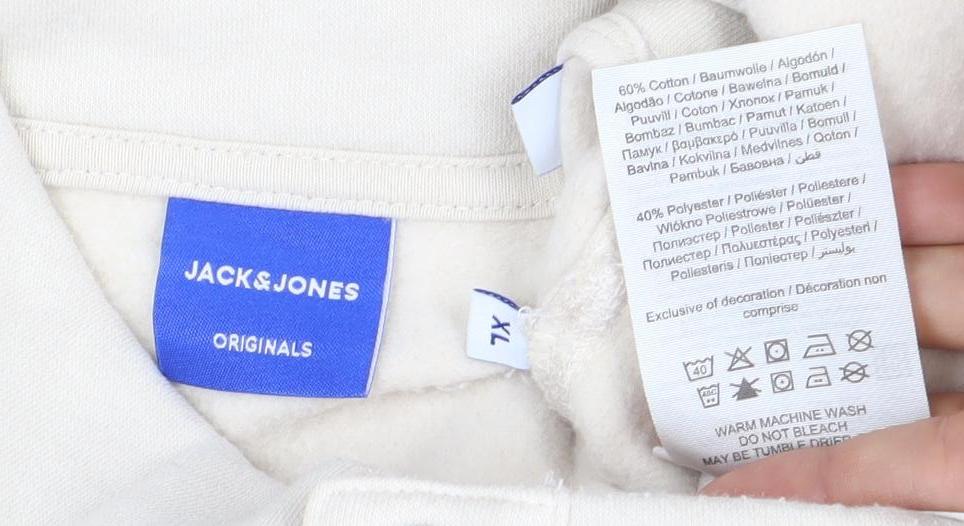 JACK & JONES Beige XL Men's Henley Sweatshirt