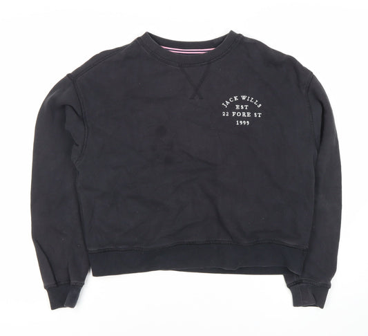 Jack Wills Women's Black Crew Neck Logo Sweatshirt