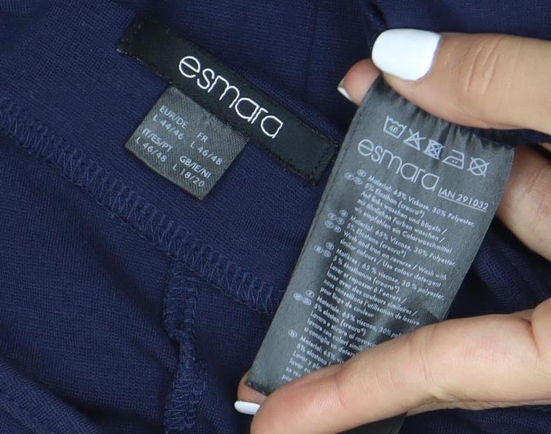Close-up detail of ESPRIT Women's Blue 3/4 Sleeve Shift Dress, size 12