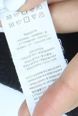 Brand and care label for Missguided Women's Black Logo Sweatshirt, size 12