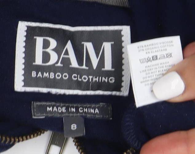 Close-up detail of BAM Women's Blue Long Sleeve Hooded Dress -, size 8