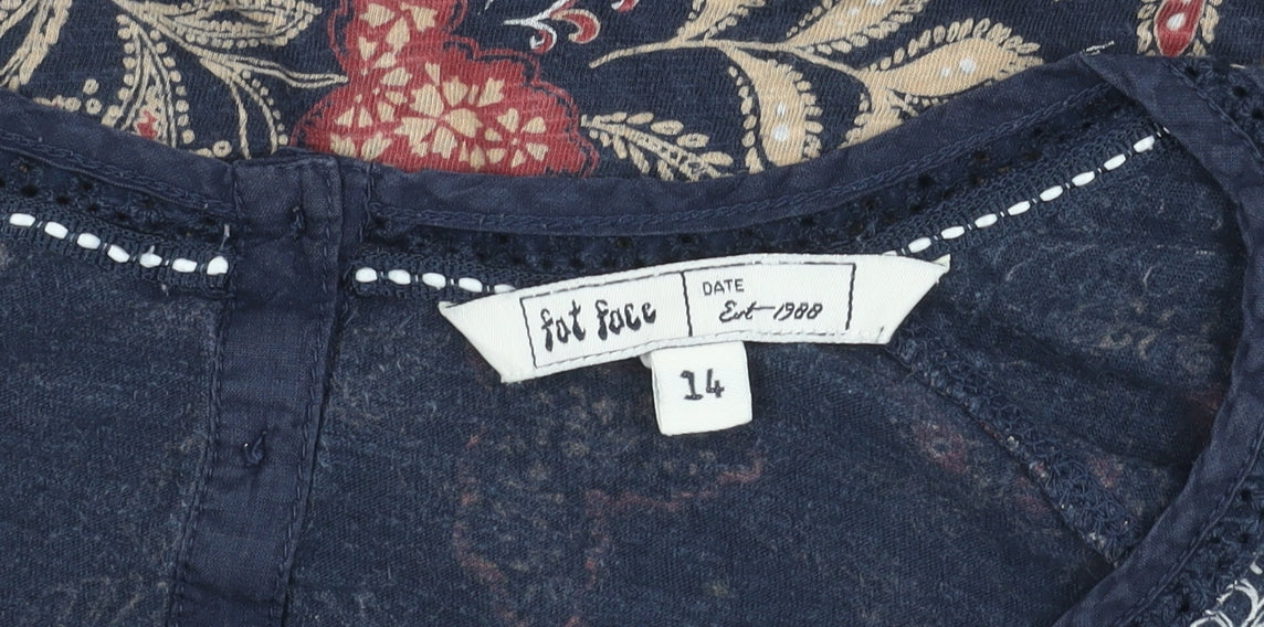 Fat Face Women's Floral Top, Size 14, Long Sleeve