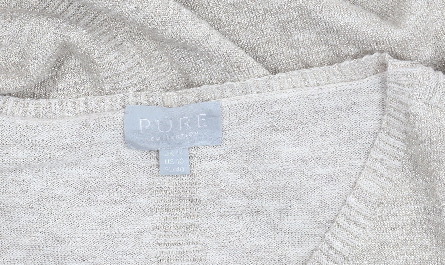 Additional view of Pure Collection Women's Beige V-Neck Knit Jumper, size 14