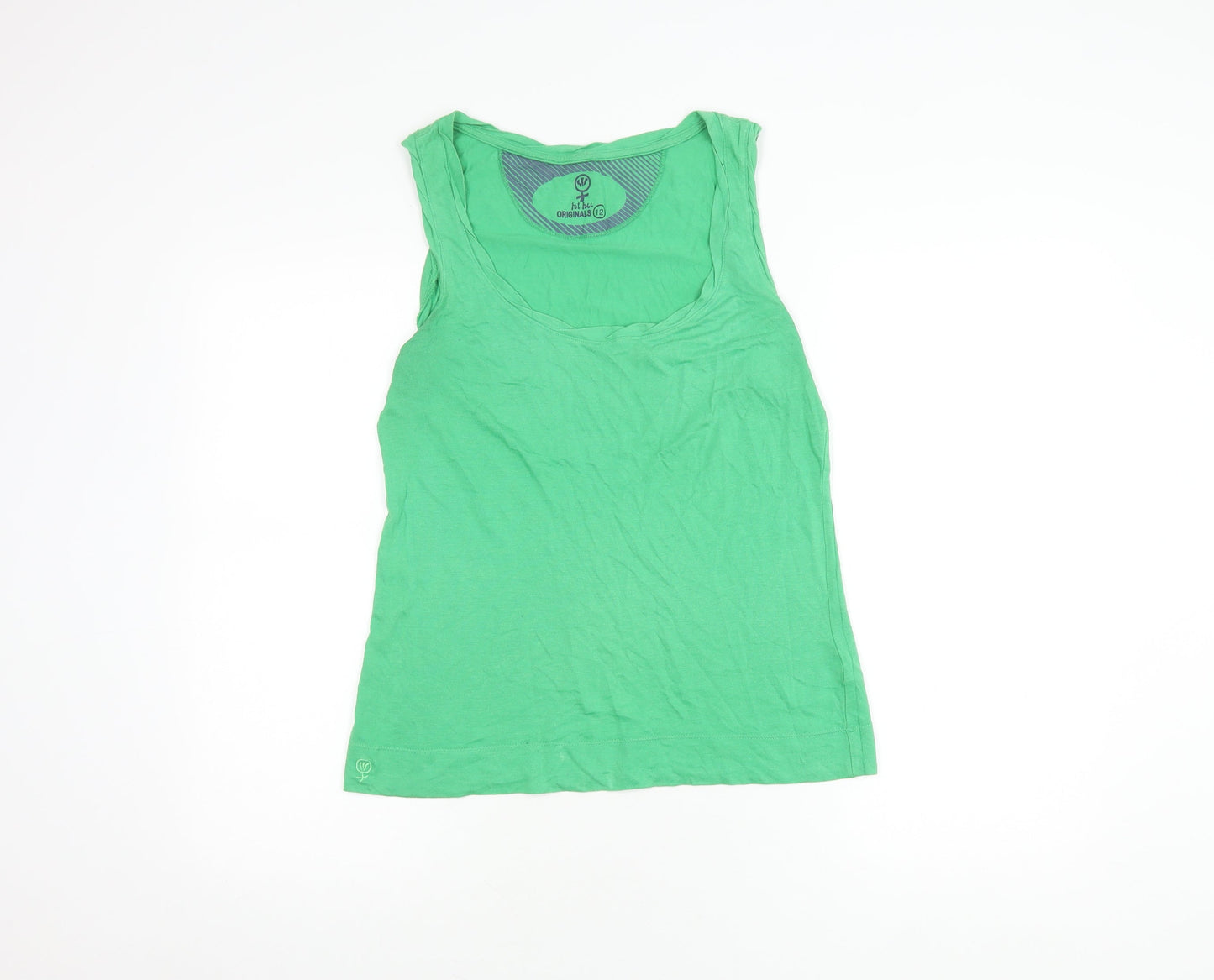 Fat Face Women's Green Tank, Size 12, Scoop Neck