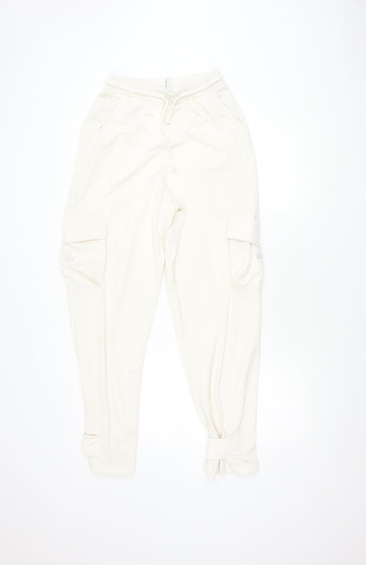 Adidas Unisex White Jogger Trousers - Large