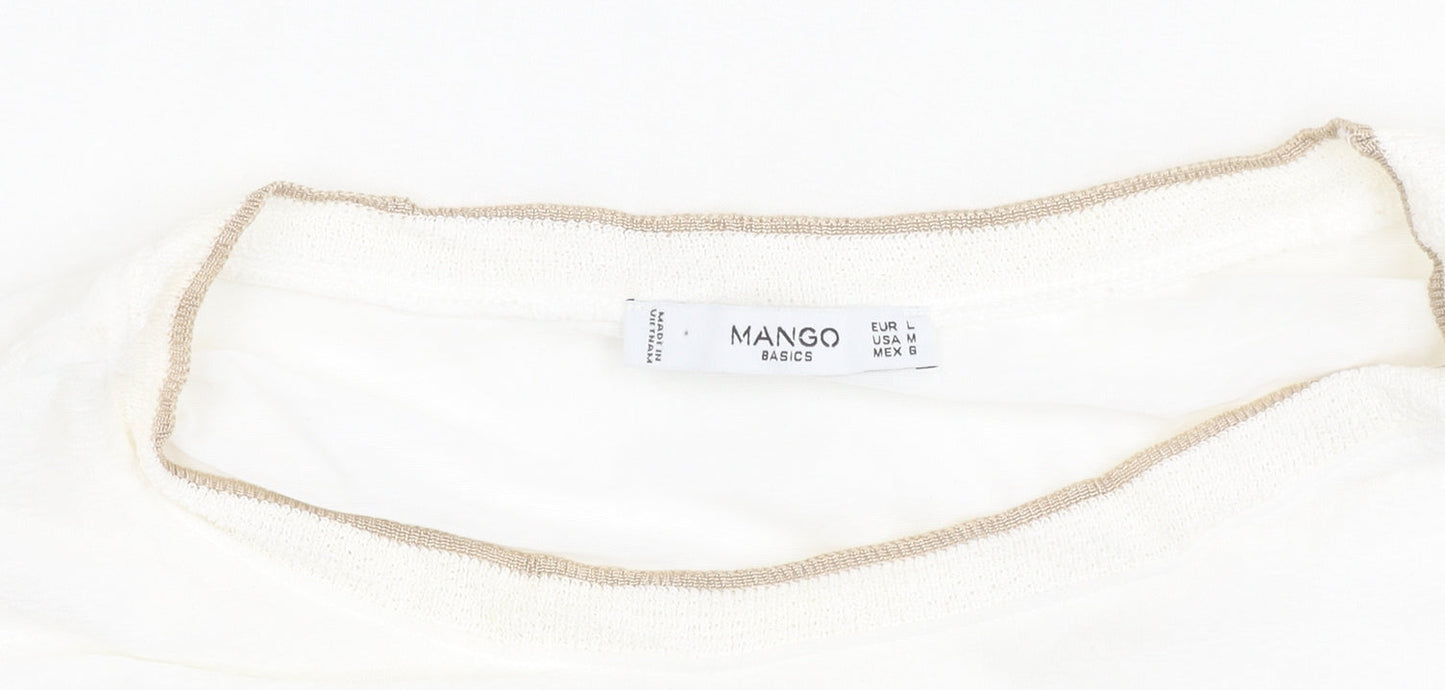 Mango Women's Ivory Sleeveless Top - Size L