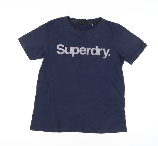 Superdry Women's Blue T-Shirt UK 8 Casual Cotton