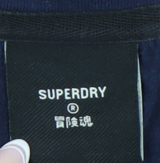 Superdry Women's Blue T-Shirt UK 8 Casual Cotton