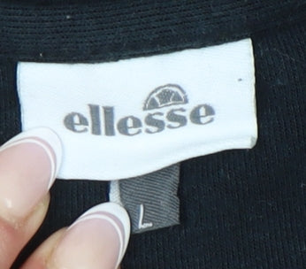 Ellesse Women's Black Zip Jacket, Size L, Logo Accent