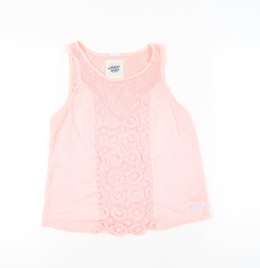 Superdry Women's Pink Lace Camisole Tank Top, Size S