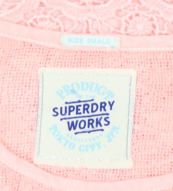 Superdry Women's Pink Lace Camisole Tank Top, Size S