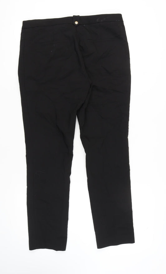 H&M Women's Black Flat Front Trousers Size 14