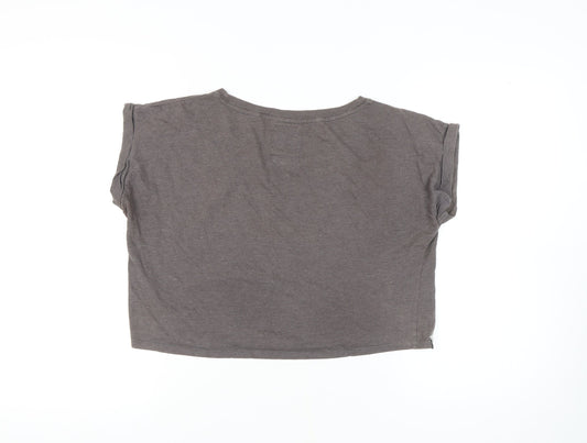 Tokyo Laundry Women's Grey Cropped T-Shirt, Size 12, Cotton