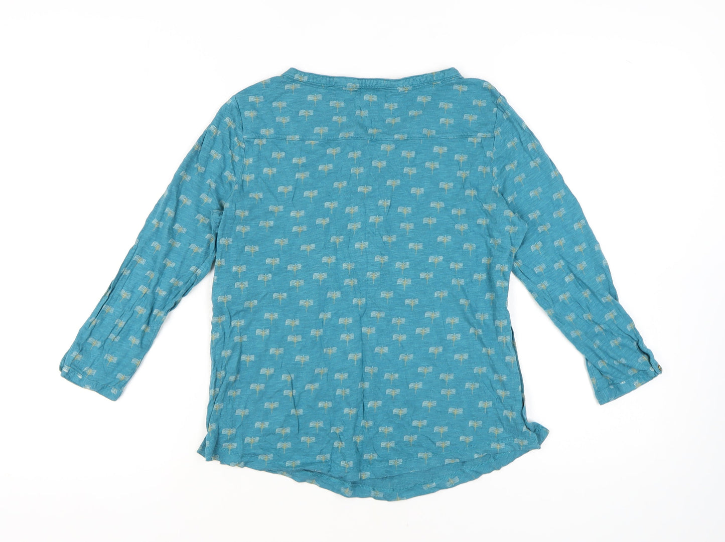 White Stuff Women's Blue Button-Up Henley Top Size 12