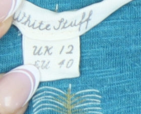 White Stuff Women's Blue Button-Up Henley Top Size 12