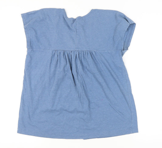 Gap Women's Blue Short Sleeve Embroidered Blouse S