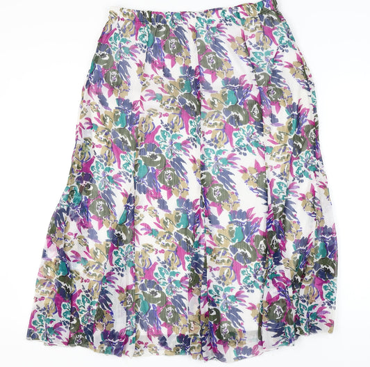 Damart Women's Multicoloured Floral Midi Skirt Size 18 Polyester