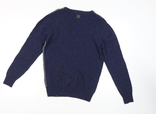Colours & Sons Men's Grey Blue Wool Pullover Jumper
