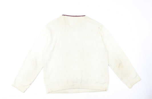 Tommy Hilfiger Men's White M Pullover V-Neck Jumper