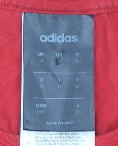 Adidas Men's Red T-Shirt, Medium, Crew Neck, Logo