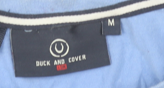Duck and Cover Men's Blue Graphic T-Shirt Medium