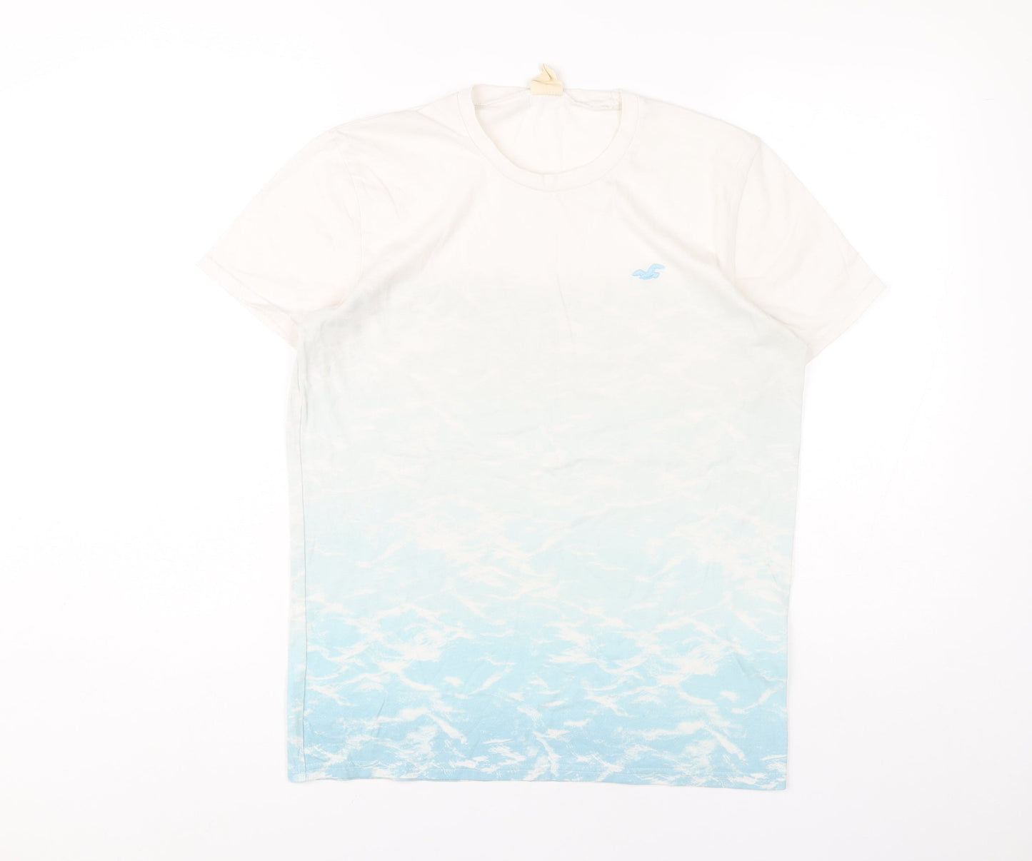 Hollister Men's White & Blue Graphic Print T-Shirt - S