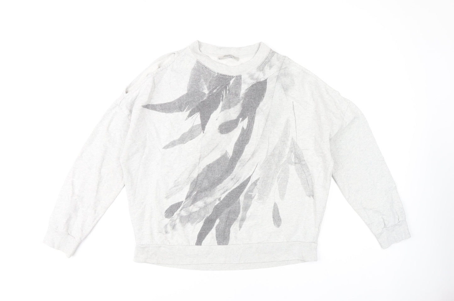 AllSaints Women's Grey Graphic Print Pullover Sweatshirt S