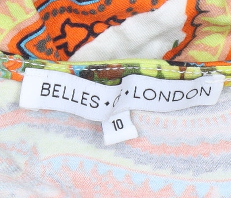 Brand and care label for Belles of London Women's Multicoloured Paisley Dress, size 10