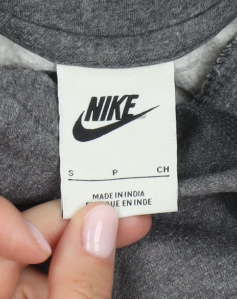Nike Men's Grey S Pullover Hoodie with Logo Accent
