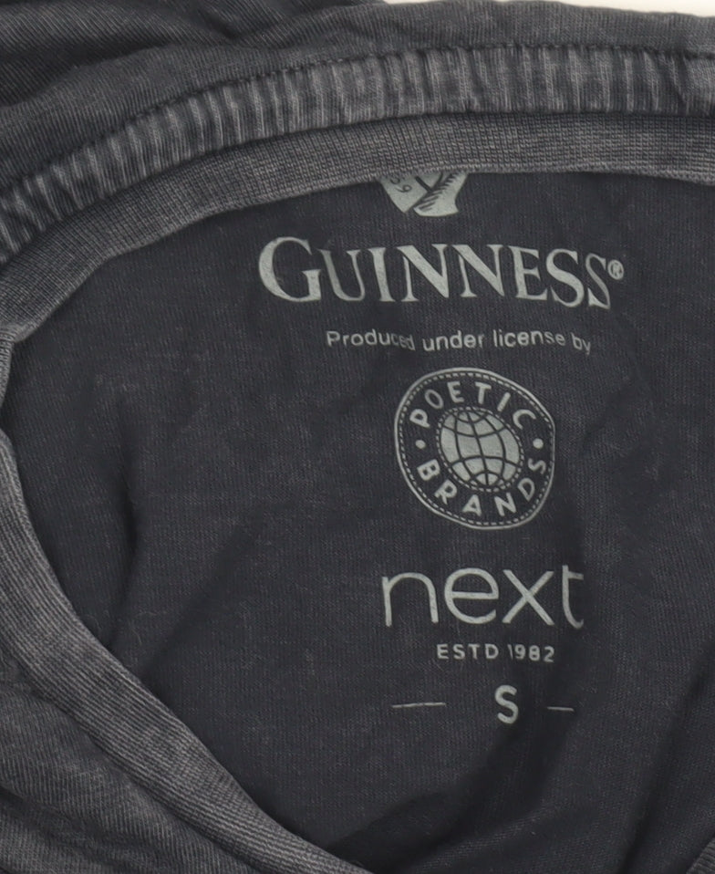 Guinness Men’s Black Cotton T-shirt, Size S, Beer Logo