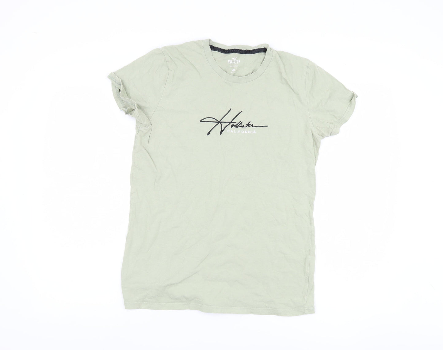 Hollister Men's Green Crew Neck T-Shirt - Size S