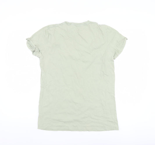 Hollister Men's Green Crew Neck T-Shirt - Size S