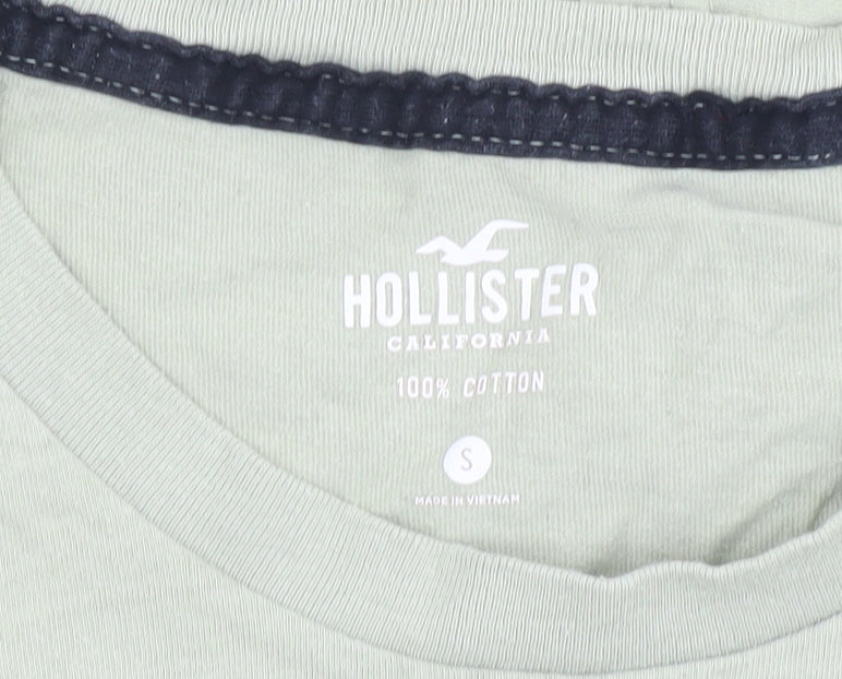Hollister Men's Green Crew Neck T-Shirt - Size S