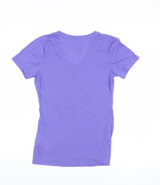 Nike Women's Purple V-Neck T-Shirt, Size S, Slim Fit