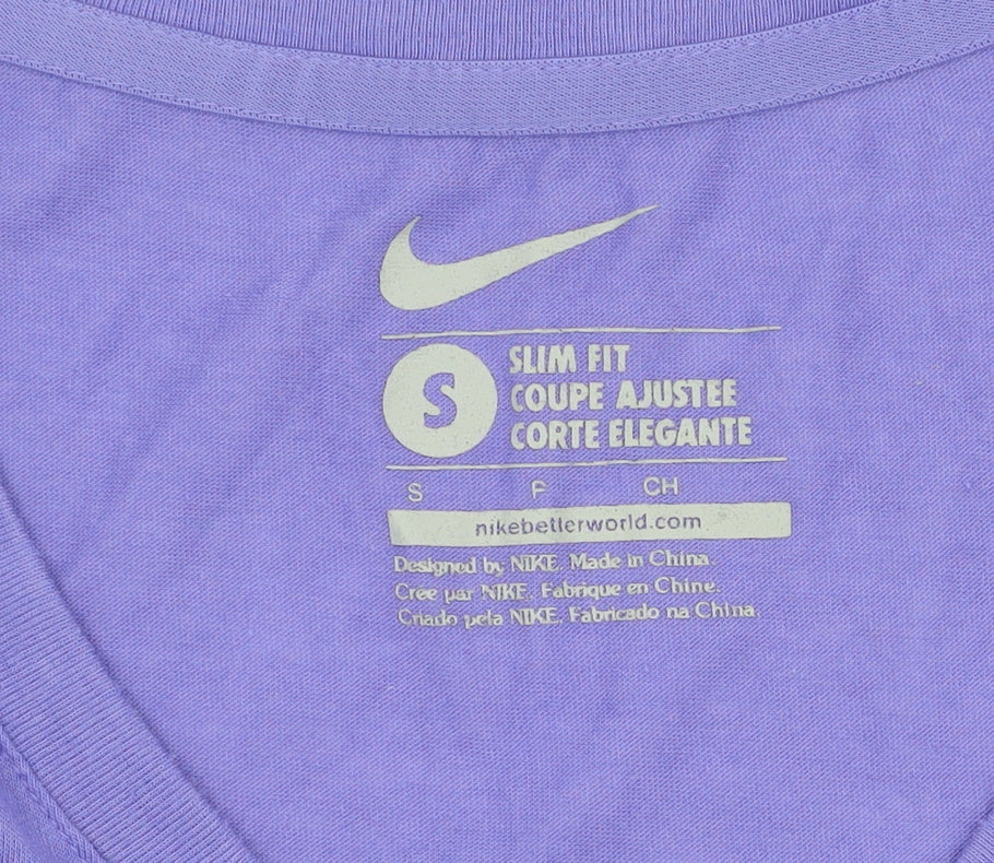 Nike Women's Purple V-Neck T-Shirt, Size S, Slim Fit