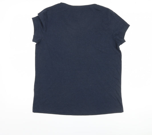 Jack Wills Women's Blue T-Shirt - Size 12, Easy Care