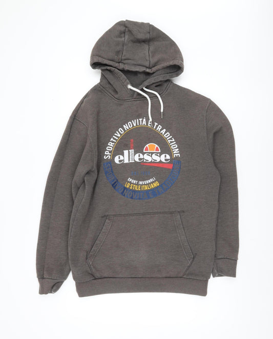 Ellesse Men's Grey Logo Hoodie, Size S, Pullover Style