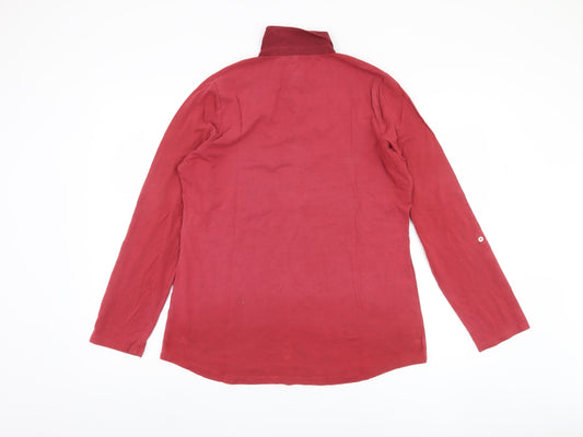 Womens UK Size M Lands' End Red Cotton Blend Button-Up