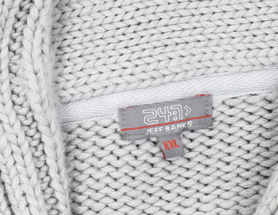 Jeff Banks Men's Grey Cardigan - 2XL, Classic Knit, Heavyweight